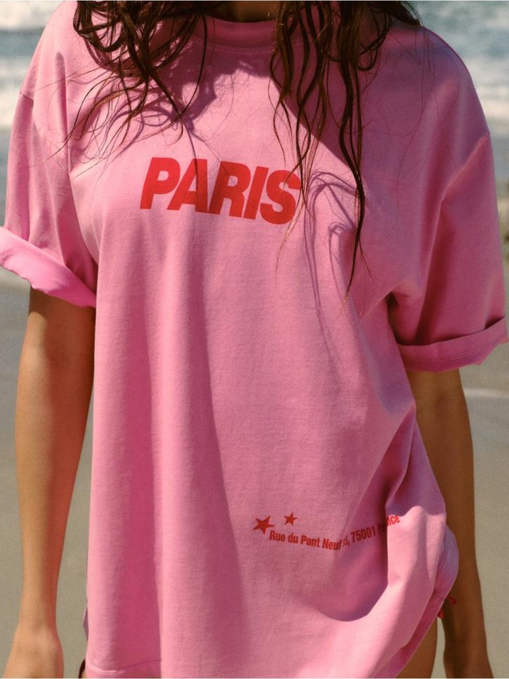 Zara oversized Paris Pink T-Shirt